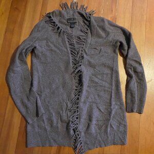 Fenn Wright Manson Cashmere Open Front Cardigan with Fringe Brown L